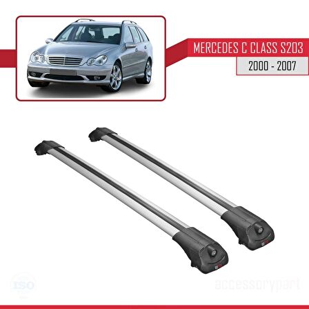 Mercedes C Class (S203) 2000-2007 Arası ile uyumlu ACE-1 Ara Atkı Tavan Barı GRİ