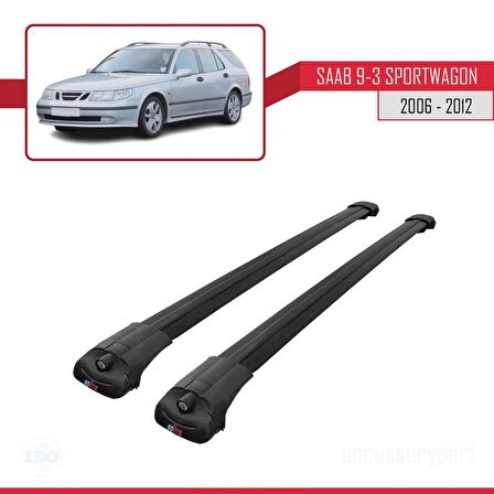 Saab 9-3 Sportwagon 2006-2012 Arası ile uyumlu ACE-1 Ara Atkı Tavan Barı SİYAH
