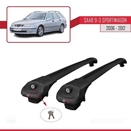 Saab 9-3 Sportwagon 2006-2012 Arası ile uyumlu ACE-1 Ara Atkı Tavan Barı SİYAH