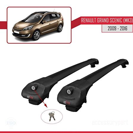 Renault Grand Scenic (Mk3) 2009-2016 Arası ile uyumlu ACE-1 Ara Atkı Tavan Barı SİYAH