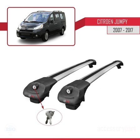 Citroen Jumpy 2007-2017 Arası ile uyumlu ACE-1 Ara Atkı Tavan Barı GRİ