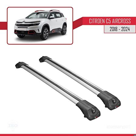 Citroen C5 Aircross 2018 ve Sonrası ile uyumlu ACE-1 Ara Atkı Tavan Barı GRİ
