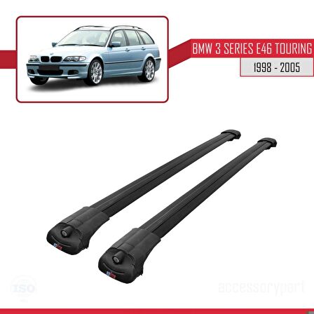 BMW 3 Serisi için ESTATE - TOURING (E46) 1998-2005 Arası ile uyumlu ACE-1 Ara Atkı Tavan Barı SİYAH