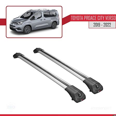 Toyota Proace City Verso 2019-2022 Arası ile uyumlu ACE-1 Ara Atkı Tavan Barı GRİ