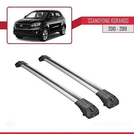 Ssangyong Korando (C) 2010-2019 Arası ile uyumlu ACE-1 Ara Atkı Tavan Barı GRİ