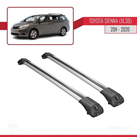 Toyota Sienna (XL30) 2011-2020 Arası ile uyumlu ACE-1 Ara Atkı Tavan Barı GRİ