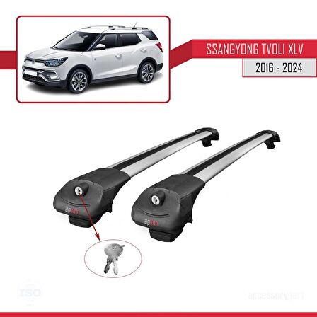 Ssangyong Tivoli XLV 2016 ve Sonrası ile uyumlu ACE-1 Ara Atkı Tavan Barı GRİ