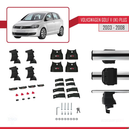 Volkswagen Golf V (1K) Plus 2003-2008 Arası ile uyumlu ACE-4 Ara Atkı Tavan Barı GRİ