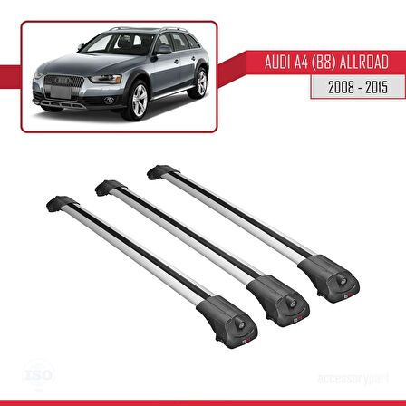 Audi A4 (B8) Allroad 2008-2015 Arası ile uyumlu ACE-1 Ara Atkı Tavan Barı GRİ 3 ADET BAR