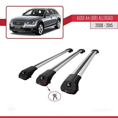 Audi A4 (B8) Allroad 2008-2015 Arası ile uyumlu ACE-1 Ara Atkı Tavan Barı GRİ 3 ADET BAR