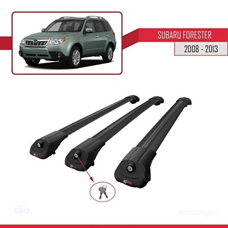 Subaru Forester 2008-2013 Arası ile uyumlu ACE-1 Ara Atkı Tavan Barı SİYAH 3 ADET BAR