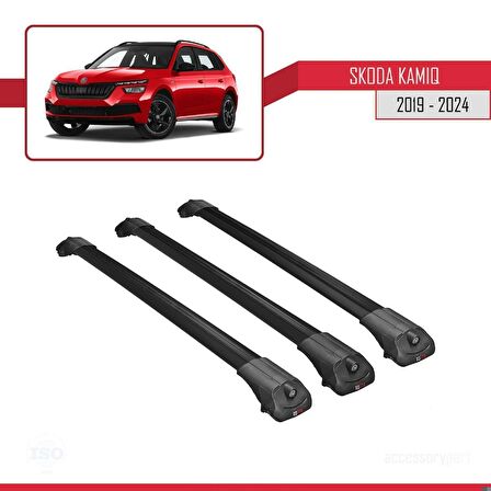Skoda Kamiq 2019 ve Sonrası  ile uyumlu ACE-1 Ara Atkı Tavan Barı SİYAH 3 ADET BAR
