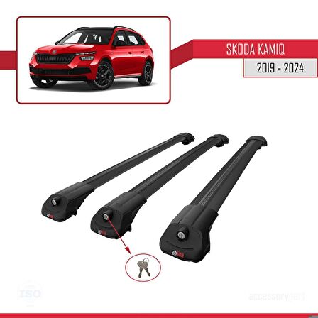 Skoda Kamiq 2019 ve Sonrası  ile uyumlu ACE-1 Ara Atkı Tavan Barı SİYAH 3 ADET BAR