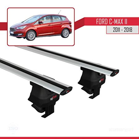 Ford C-Max II 2011-2018 Arası ile uyumlu ACE-4 Ara Atkı Tavan Barı GRİ