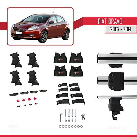 Fiat Bravo 2007-2014 Arası ile uyumlu ACE-4 Ara Atkı Tavan Barı GRİ