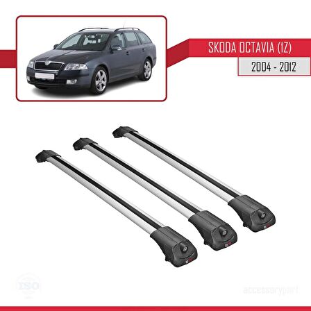 Skoda Octavia (1Z) 2004-2012 Arası ile uyumlu ACE-1 Ara Atkı Tavan Barı GRİ 3 ADET BAR