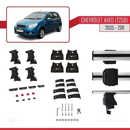 Chevrolet Aveo (T250) Hatchback 2005-2011 Arası ile uyumlu ACE-4 Ara Atkı Tavan Barı GRİ