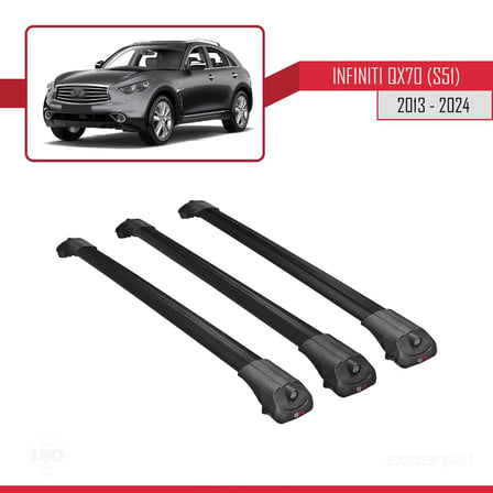 Infiniti QX70 S51 2013 ve Sonrası ile uyumlu ACE-1 Ara Atkı Tavan Barı SİYAH 3 ADET BAR