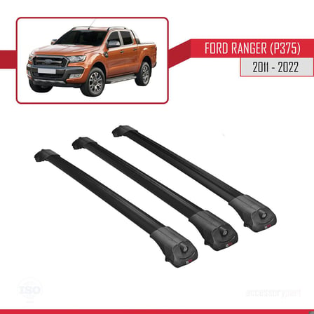 Ford Ranger 2011-2022 Arası ile uyumlu ACE-1 Ara Atkı Tavan Barı SİYAH 3 ADET BAR
