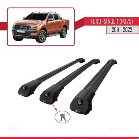 Ford Ranger 2011-2022 Arası ile uyumlu ACE-1 Ara Atkı Tavan Barı SİYAH 3 ADET BAR