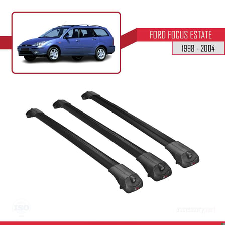 Ford Focus Estate C170 1998-2004 Arası ile uyumlu ACE-1 Ara Atkı Tavan Barı SİYAH 3 ADET BAR