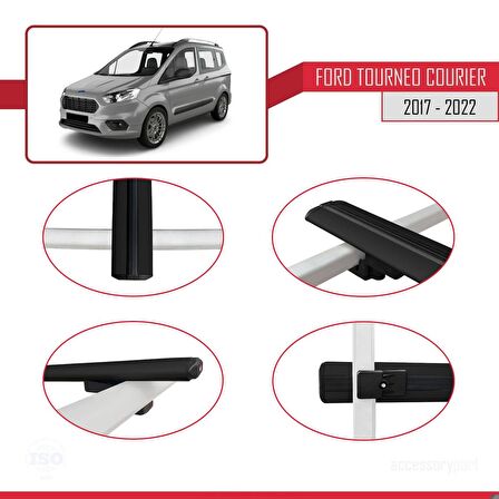 Ford Tourneo Courier 2017-2022 Arası ile uyumlu Basic Model Ara Atkı Tavan Barı SİYAH 3 ADET