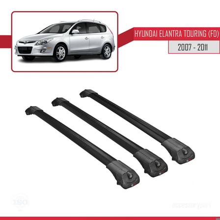 Hyundai Elantra Touring (FD) 2007-2011 Arası ile uyumlu ACE-1 Ara Atkı Tavan Barı SİYAH 3 ADET BAR