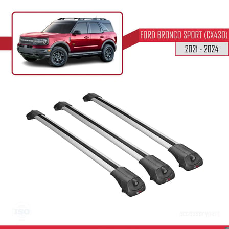 Ford Bronco Sport (CX430) 2021 ve Sonrası ile uyumlu ACE-1 Ara Atkı Tavan Barı GRİ 3 ADET BAR