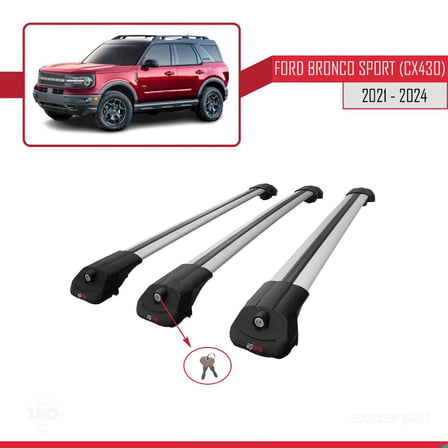 Ford Bronco Sport (CX430) 2021 ve Sonrası ile uyumlu ACE-1 Ara Atkı Tavan Barı GRİ 3 ADET BAR