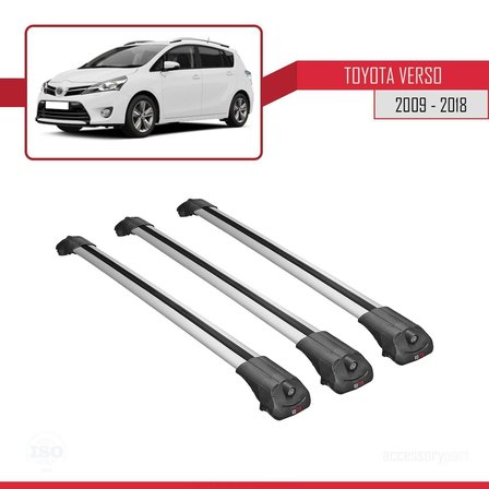 Toyota Verso 2009-2018 Arası ile uyumlu ACE-1 Ara Atkı Tavan Barı GRİ 3 ADET BAR