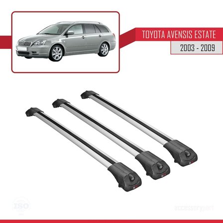 Toyota Avensis SW 2003-2009 Arası ile uyumlu ACE-1 Ara Atkı Tavan Barı GRİ 3 ADET BAR