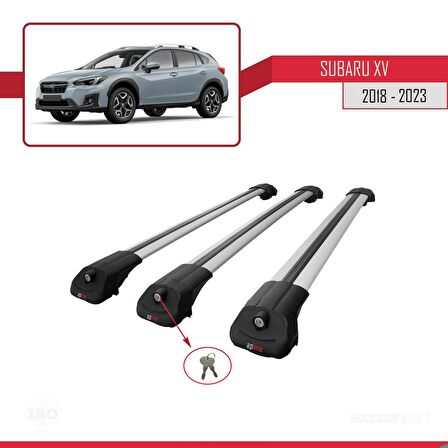 Subaru XV 2018-2021 Arası ile uyumlu ACE-1 Ara Atkı Tavan Barı GRİ 3 ADET BAR