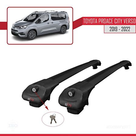 Toyota Proace City Verso 2019-2022 Arası ile uyumlu ACE-1 Ara Atkı Tavan Barı SİYAH