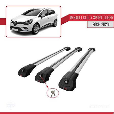 Renault Clio SPORT TOURER 2013-2020 Arası ile uyumlu ACE-1 Ara Atkı Tavan Barı GRİ 3 ADET BAR