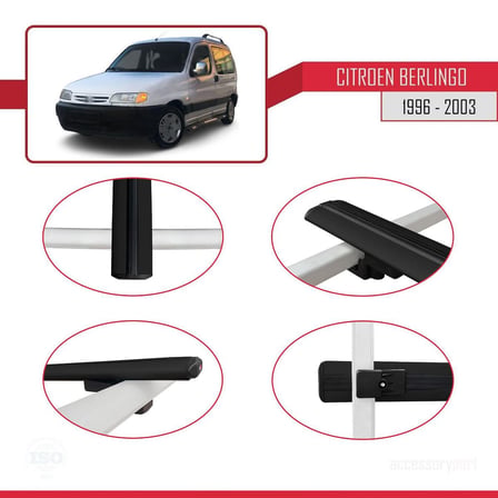 Citroen Berlingo 1996-2003 Arası ile uyumlu Basic Model Ara Atkı Tavan Barı SİYAH 3 ADET