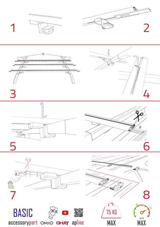 Audi A4 (B9) ALLROAD 2016 ve Sonrası ile uyumlu Basic Model Ara Atkı Tavan Barı SİYAH 3 ADET