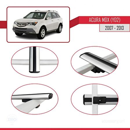 Acura MDX (YD2) 2007-2013 Arası ile uyumlu Basic Model Ara Atkı Tavan Barı GRİ 3 ADET