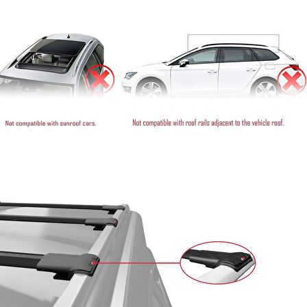 Renault Grand Scenic (Mk3) 2009-2016 Arası ile Uyumlu FLY Model Ara Atkı Tavan Barı SİYAH 3 ADET BAR
