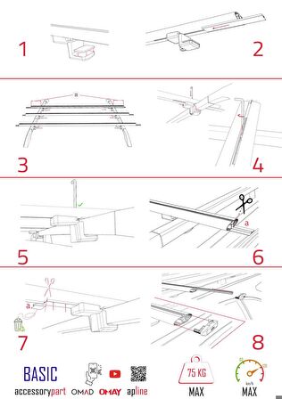 Ford Turneo Connect 2022 ve Sonrası ile uyumlu Basic Model Ara Atkı Tavan Barı GRİ 3 ADET