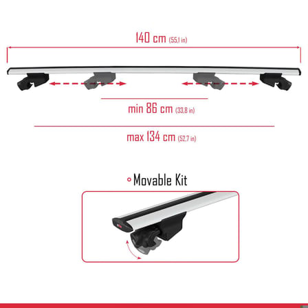 Citroen Berlingo 2023 ve Sonrası ile uyumlu HOOK Model Anahtar Kilitli Ara Atkı Tavan Barı GRİ