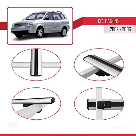 Kia Carens 2002-2006 Arası ile uyumlu Basic Model Ara Atkı Tavan Barı GRİ 3 ADET