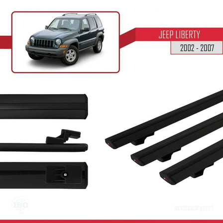Jeep Liberty 2002-2007 Arası ile uyumlu Basic Model Ara Atkı Tavan Barı SİYAH 3 ADET