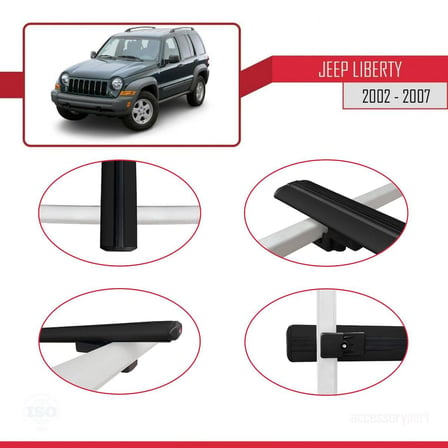Jeep Liberty 2002-2007 Arası ile uyumlu Basic Model Ara Atkı Tavan Barı SİYAH 3 ADET