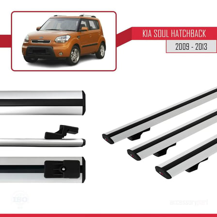 Kia Soul Hatchback 2009-2013 Arası ile uyumlu Basic Model Ara Atkı Tavan Barı GRİ 3 ADET