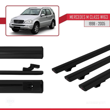 Mercedes M Class (W163) 1998-2005 Arası ile uyumlu Basic Model Ara Atkı Tavan Barı SİYAH 3 ADET