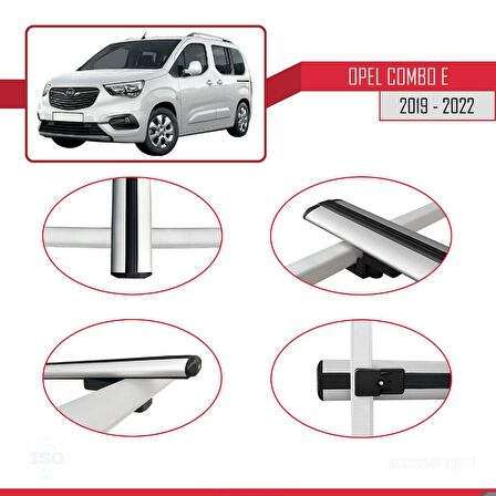 Opel Combo (E) PANELVAN 2019-2022 Arası ile uyumlu Basic Model Ara Atkı Tavan Barı GRİ 3 ADET
