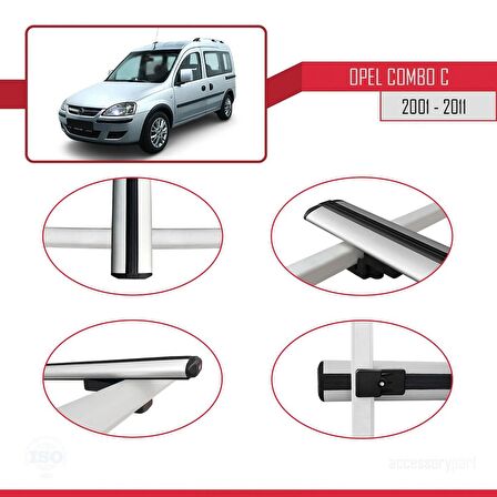 Opel Combo (C) 2001-2011 Arası ile uyumlu Basic Model Ara Atkı Tavan Barı GRİ 3 ADET