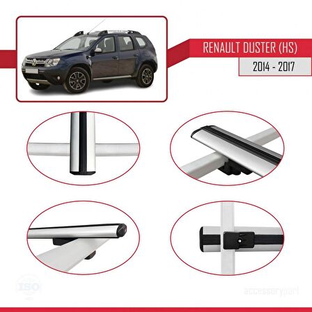 Renault Duster (HS) 2014-2017 Arası ile uyumlu Basic Model Ara Atkı Tavan Barı GRİ 3 ADET