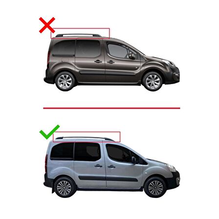 Peugeot Partner Tepee 2008-2018 Arası ile uyumlu Basic Model Ara Atkı Tavan Barı GRİ 3 ADET