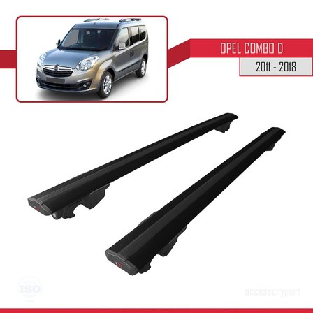 Opel Combo (D) 2011-2018 Arası ile uyumlu HOOK Model Anahtar Kilitli Ara Atkı Tavan Barı SİYAH
